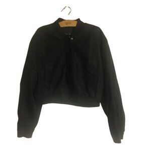 Faux Leather Black Bomber Jacket by Hunter and Brown Medium NWT